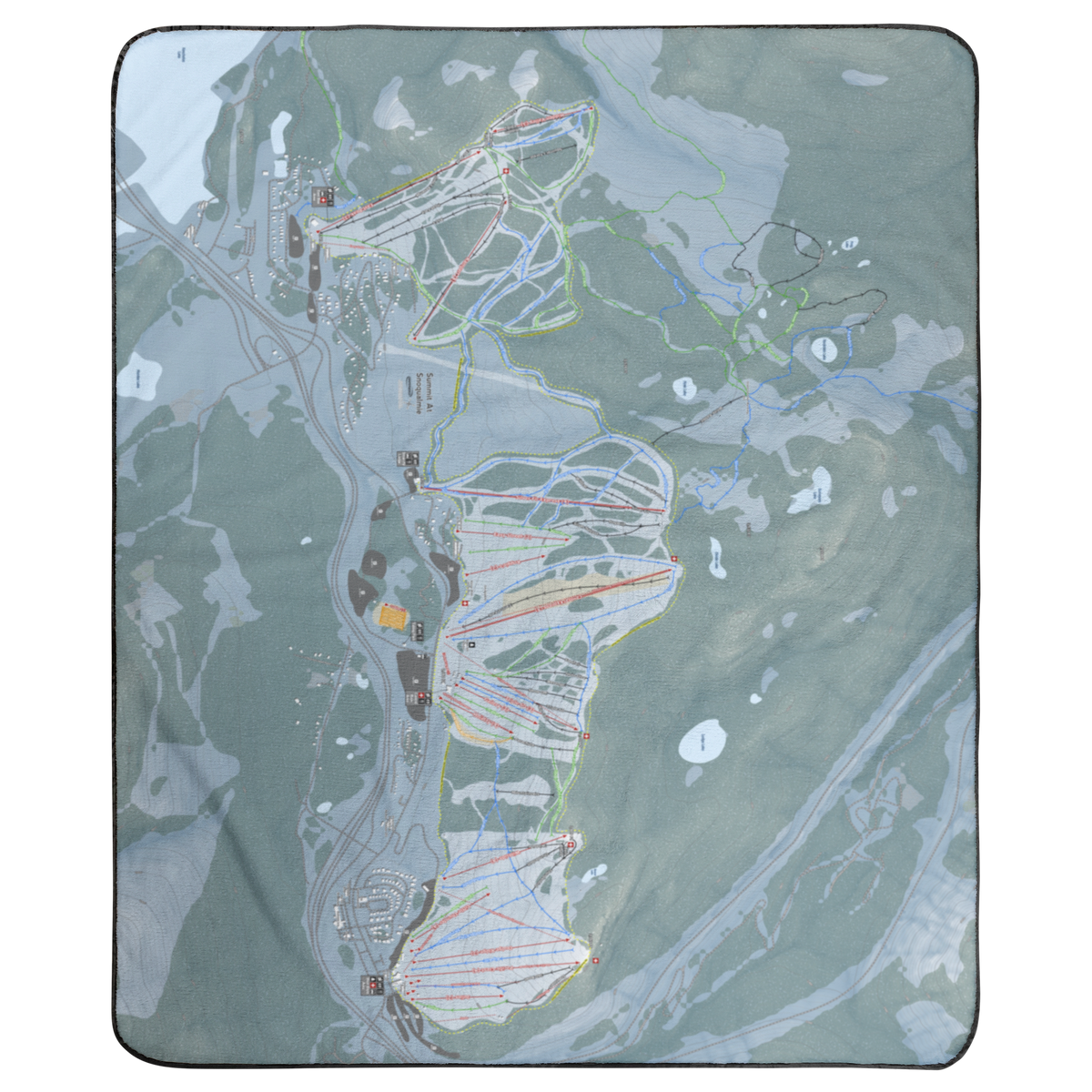 Summit At Snoqualmie, Washington Ski Resort Map Concert Blanket