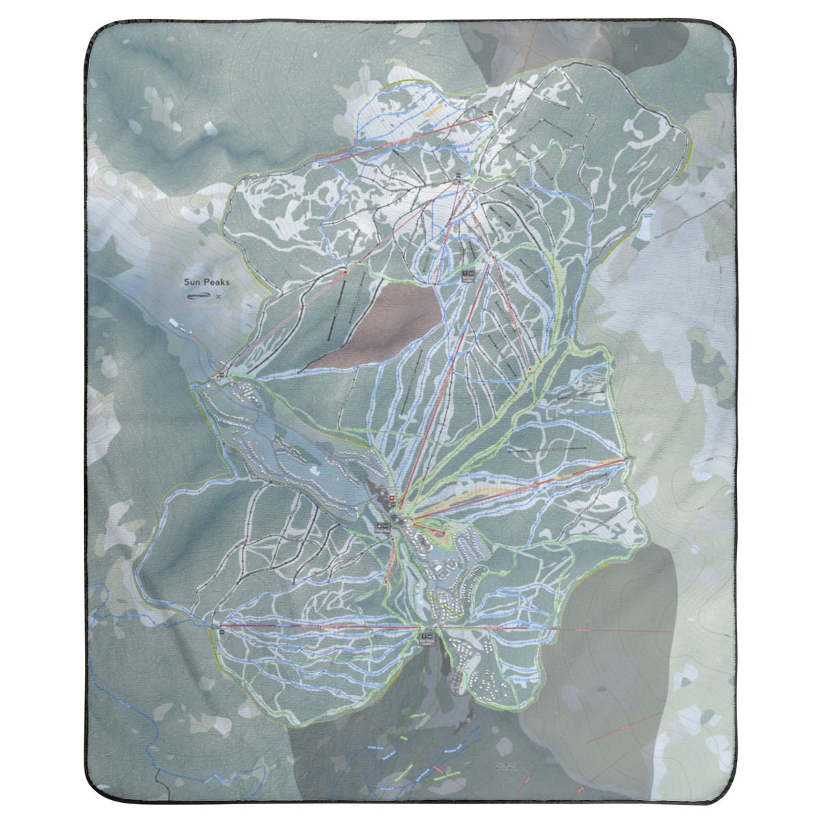 Sun Peaks, British Columbia Ski Resort Map Concert Blanket