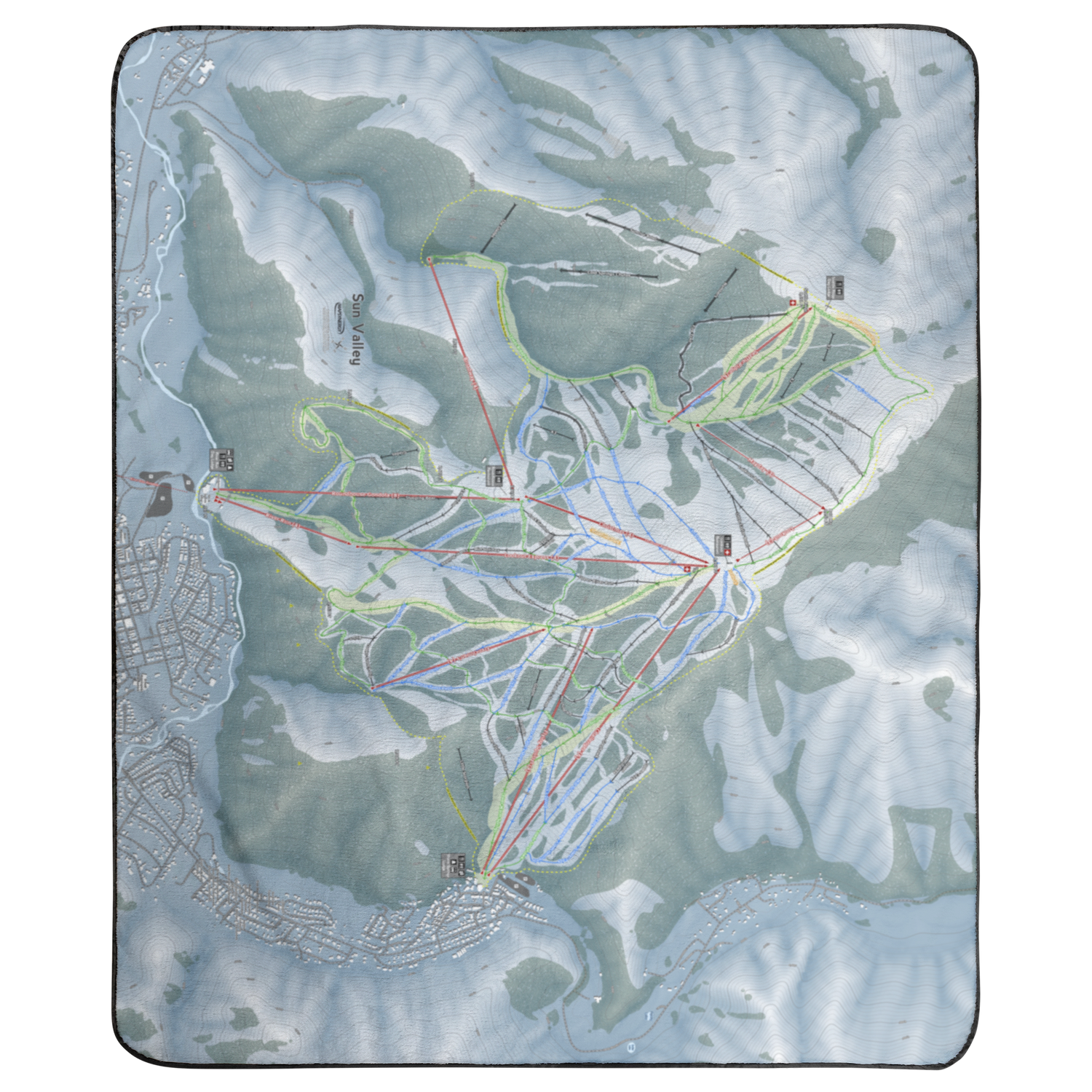 Sun Valley, Idaho Ski Resort Map Concert Blanket