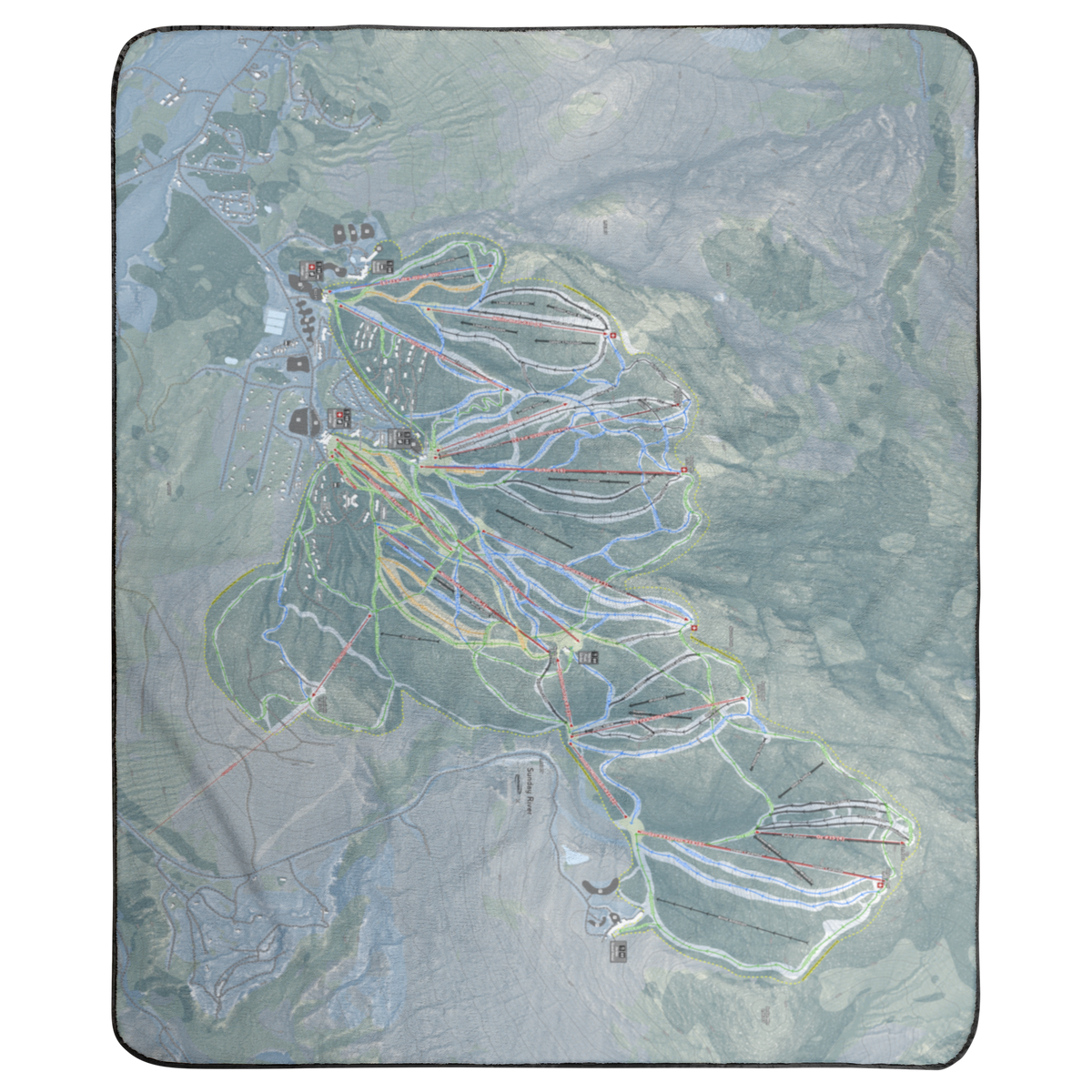 Sunday River, Maine Ski Resort Map Concert Blanket