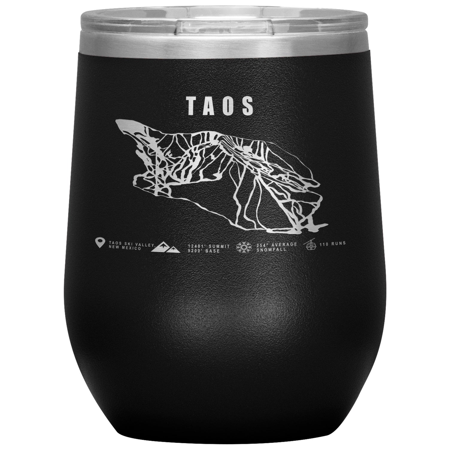 Taos, New Mexico Ski Trail Map Wine 12oz Tumbler