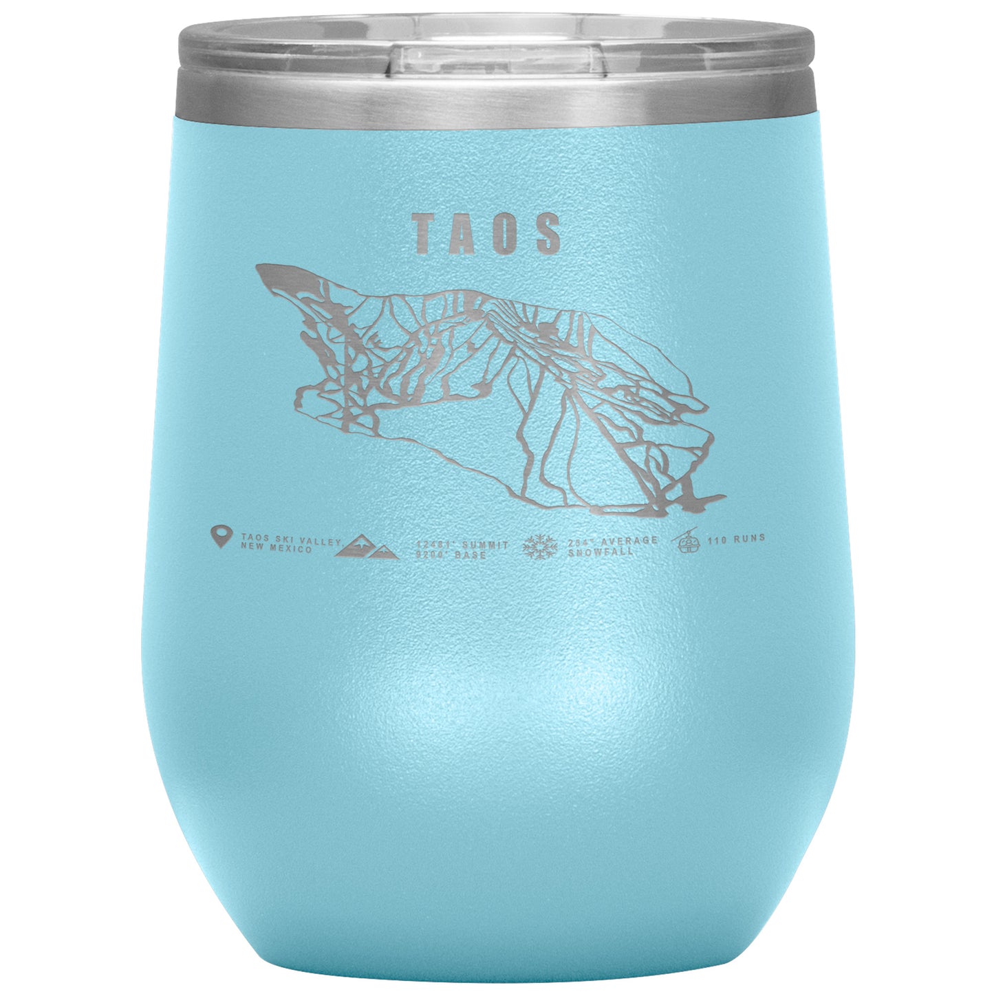 Taos, New Mexico Ski Trail Map Wine 12oz Tumbler - Powderaddicts