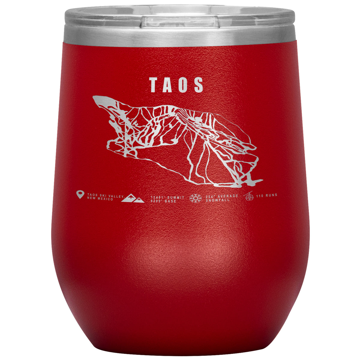Taos, New Mexico Ski Trail Map Wine 12oz Tumbler - Powderaddicts
