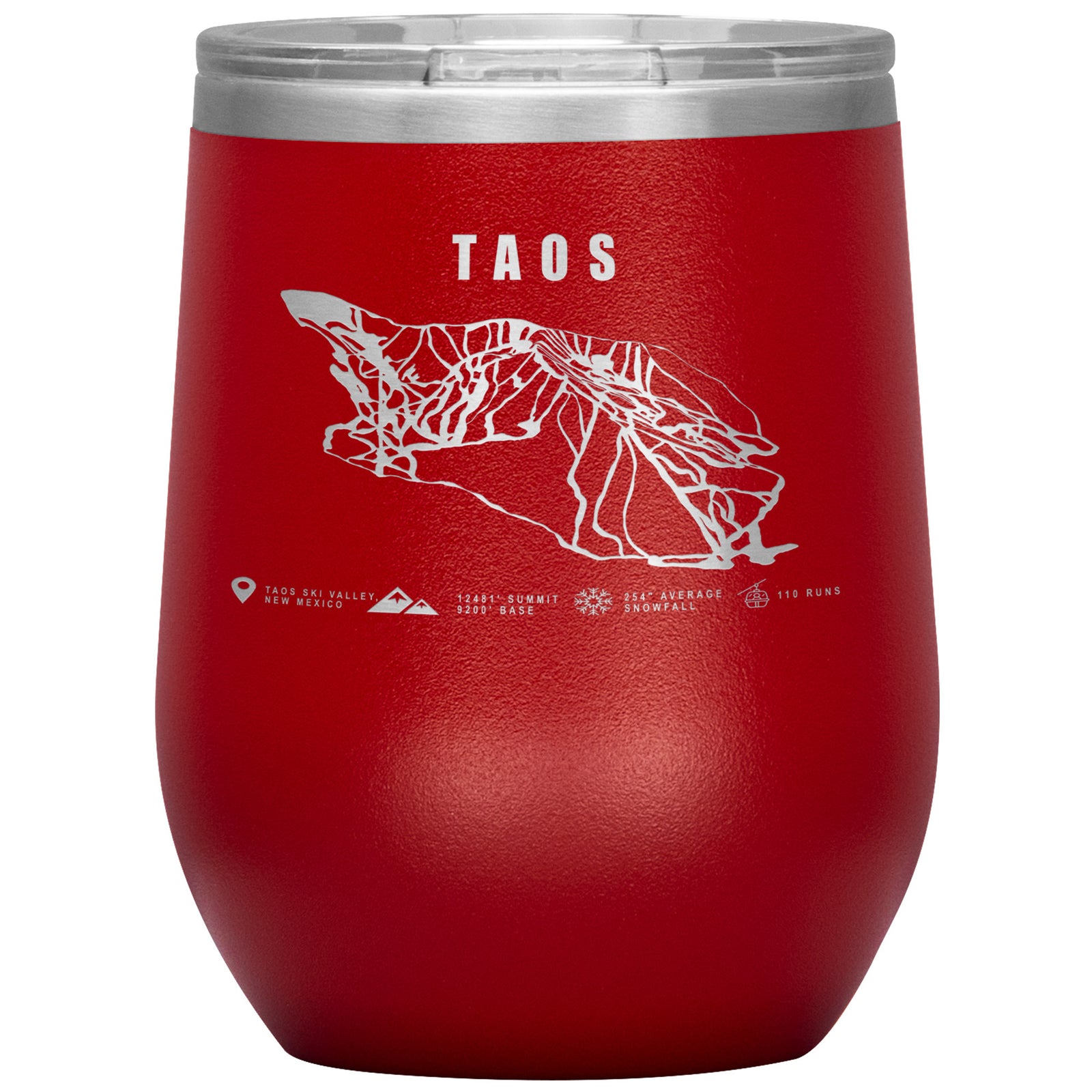 Taos, New Mexico Ski Trail Map Wine 12oz Tumbler - Powderaddicts