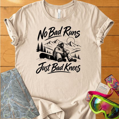 No Bad Runs Just Bad Knees Snowboard t-shirt