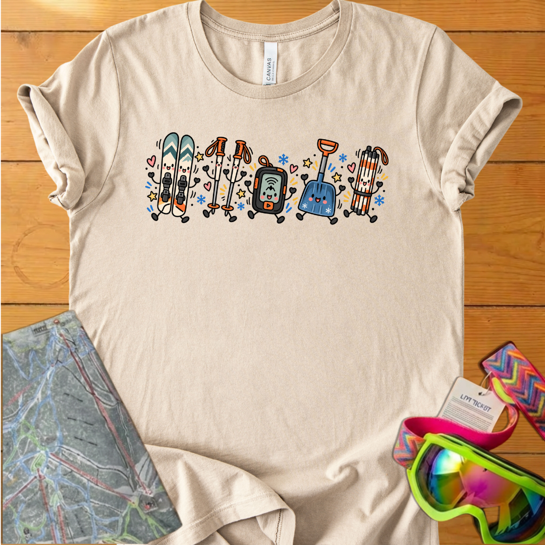 Backcountry Skiing Graphic T-Shirt – Cute Ski Gear Adventure