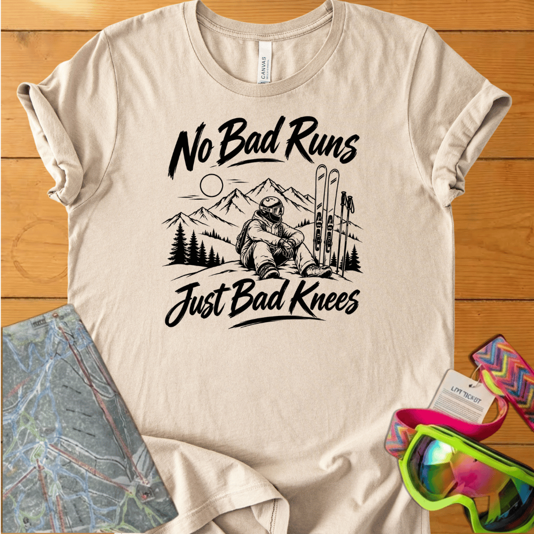 No Bad Runs Just Bad Knees Ski t-shirt