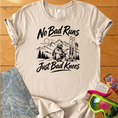 No Bad Runs Just Bad Knees Ski t-shirt