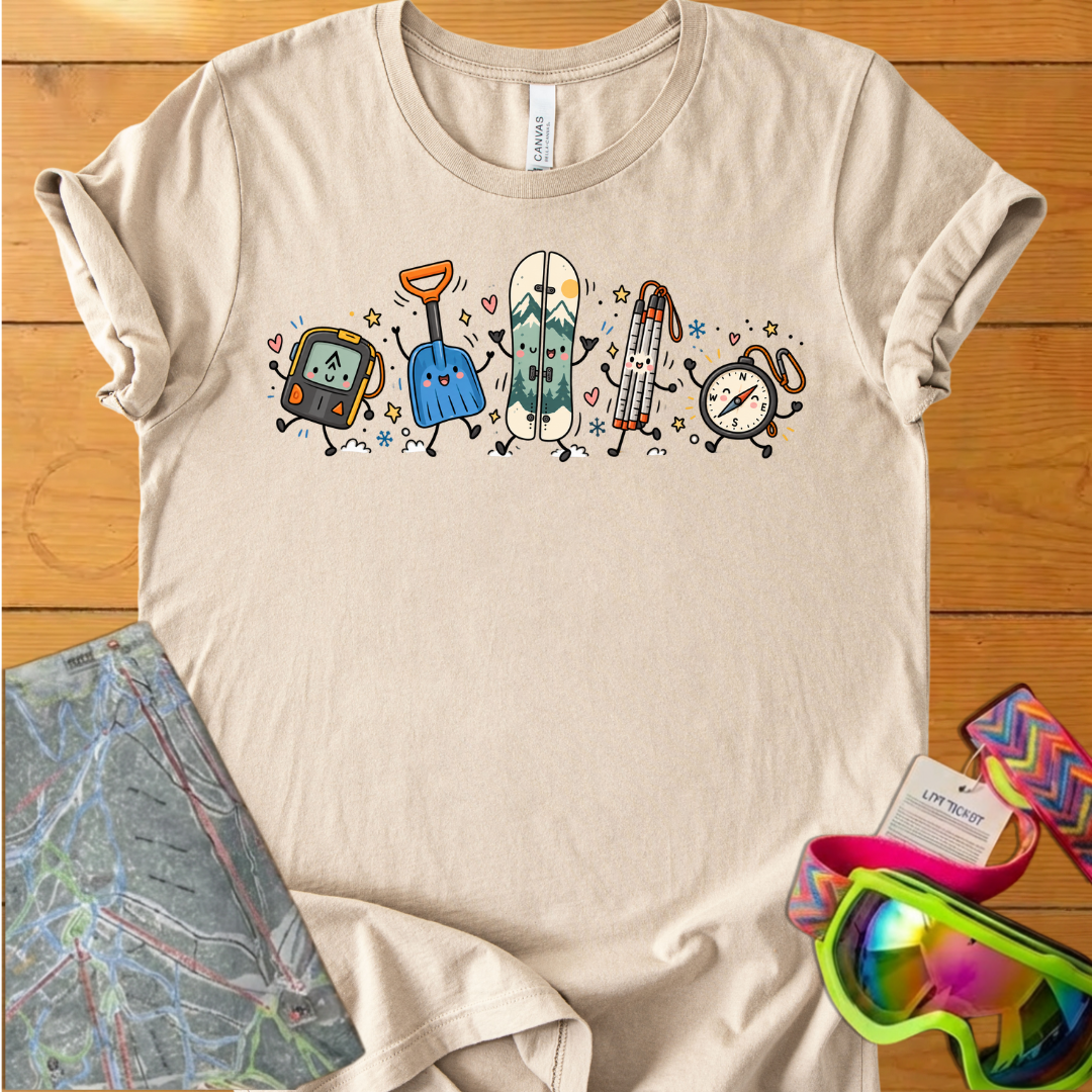 Backcountry Snowboarding Graphic T-Shirt – Cute Snowboard Gear Adventure