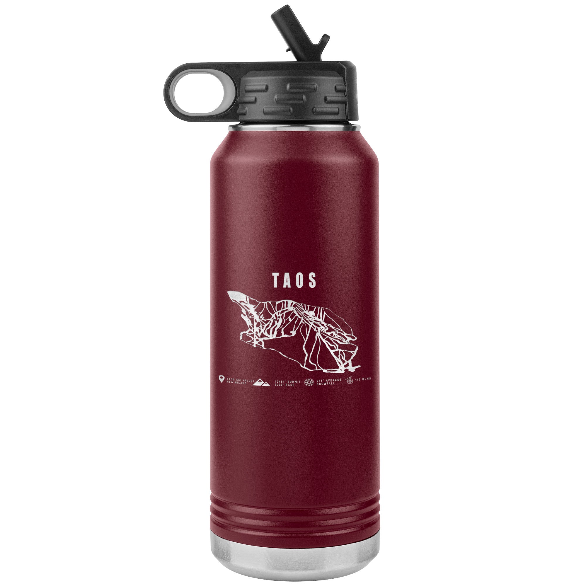 Taos, New Mexico Ski Trail Map 32oz Water Bottle Tumbler