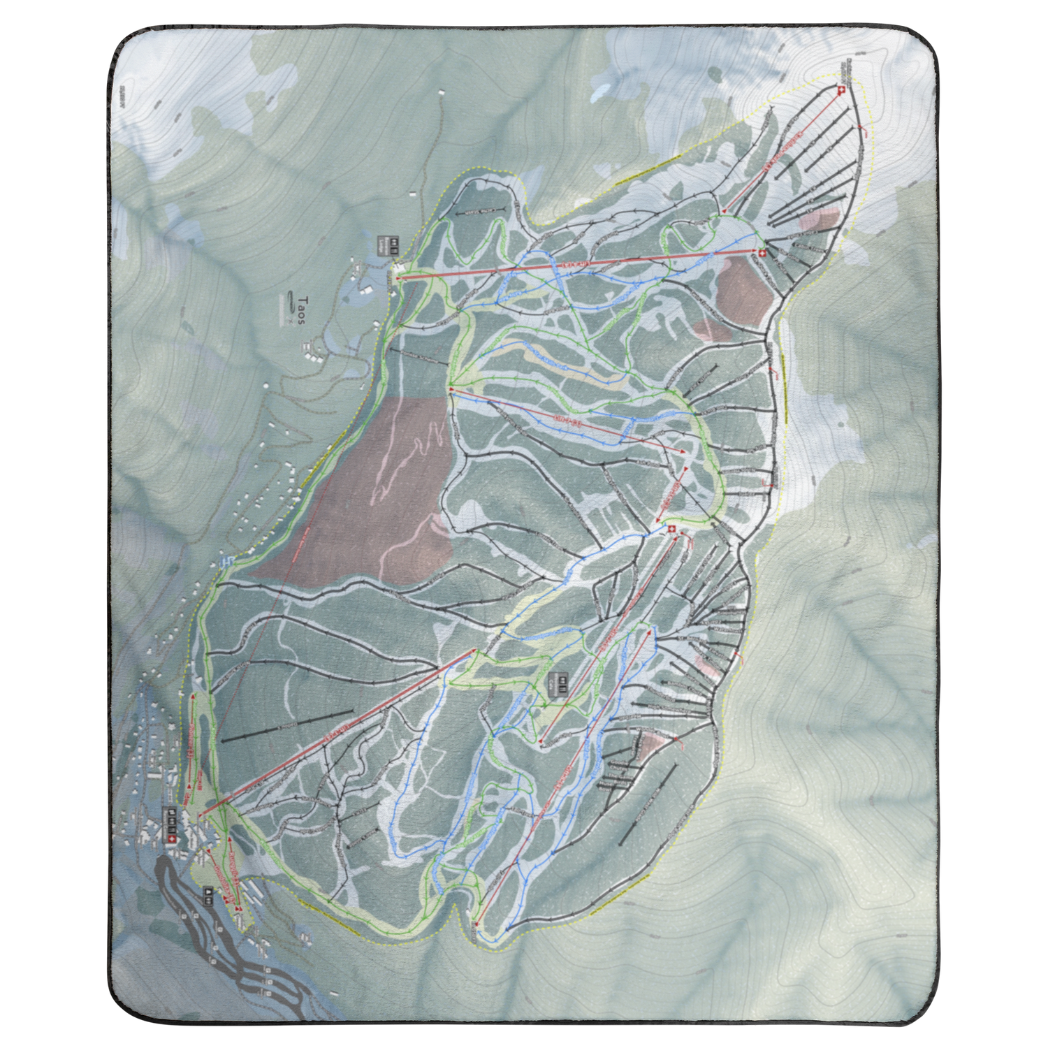 Taos, New Mexico Ski Resort Map Concert Blanket