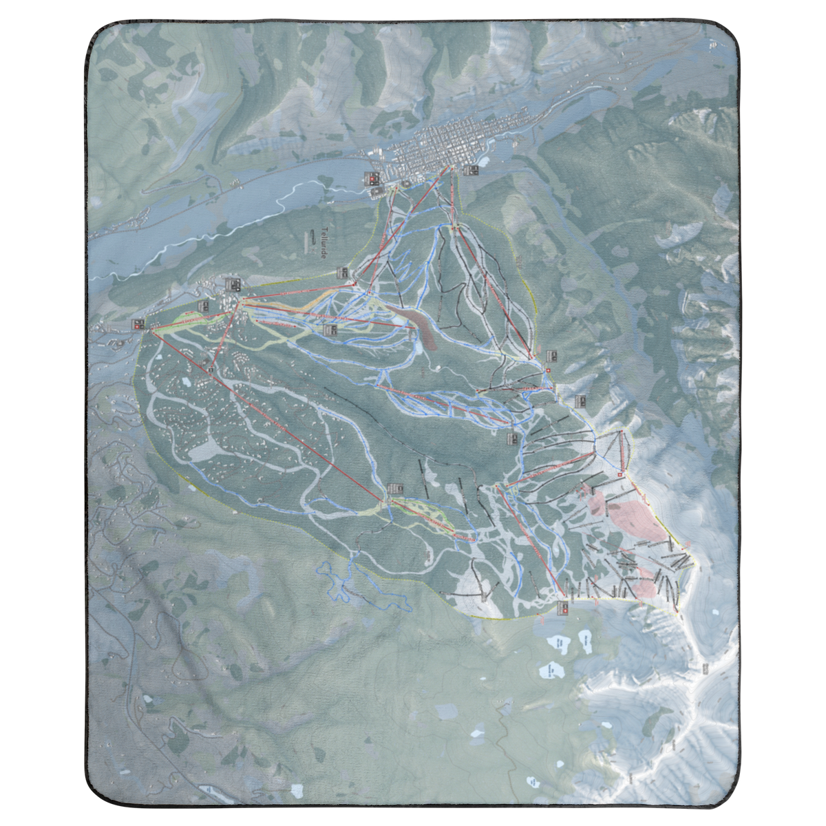 Telluride, Colorado Ski Resort Map Concert Blanket