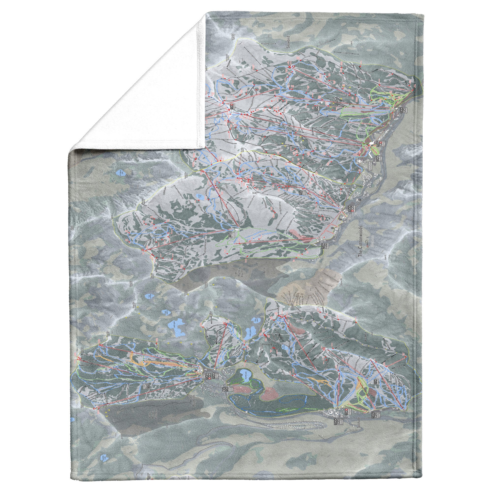 The Cottonwood , Utah Ski Resort Map Blanket
