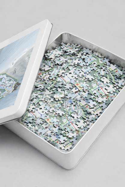 Grand Targhee, Wyoming Ski Resort Map Jigsaw Puzzle With Tin - Powderaddicts