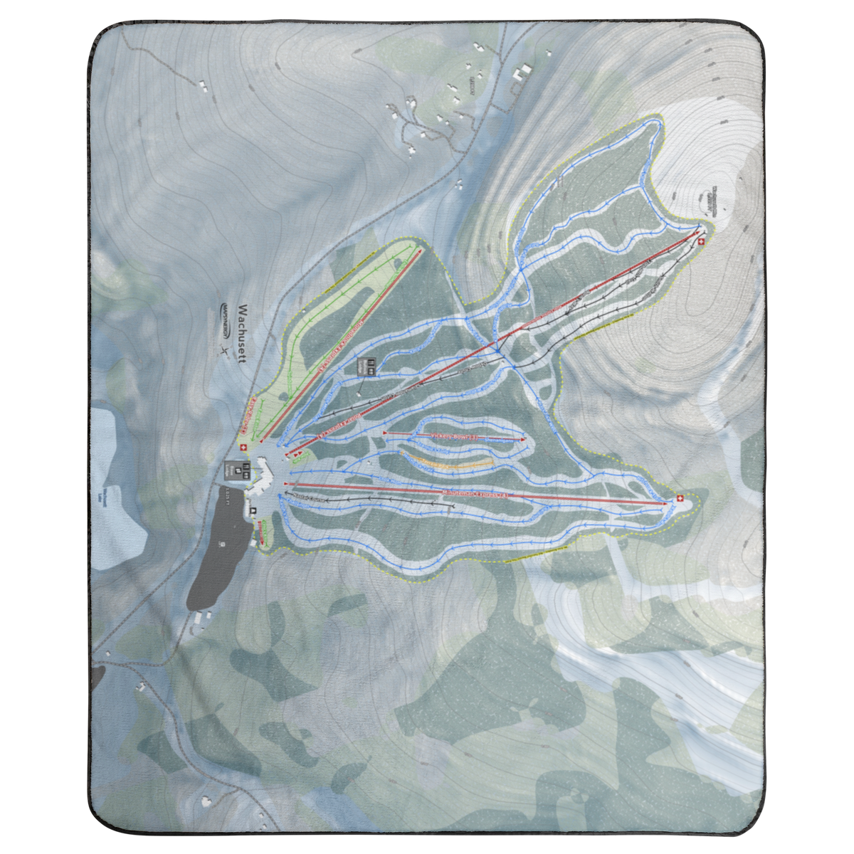 Wachusett Mountain, Massachusetts Ski Resort Map Concert Blanket