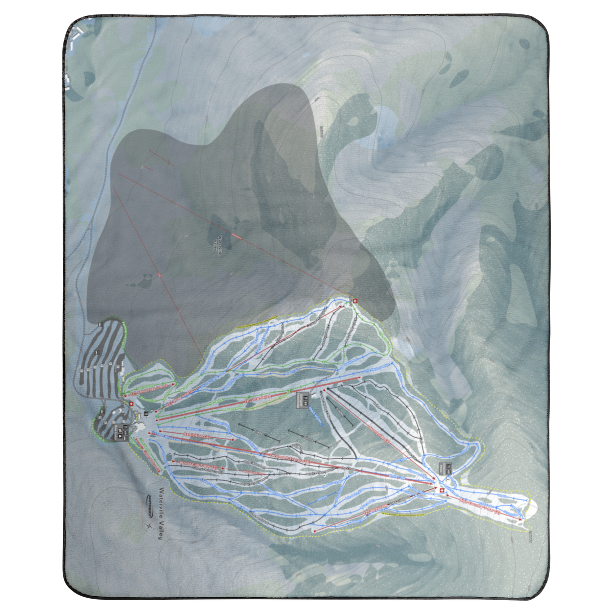 Waterville Valley, New Hampshire Ski Resort Map Concert Blanket
