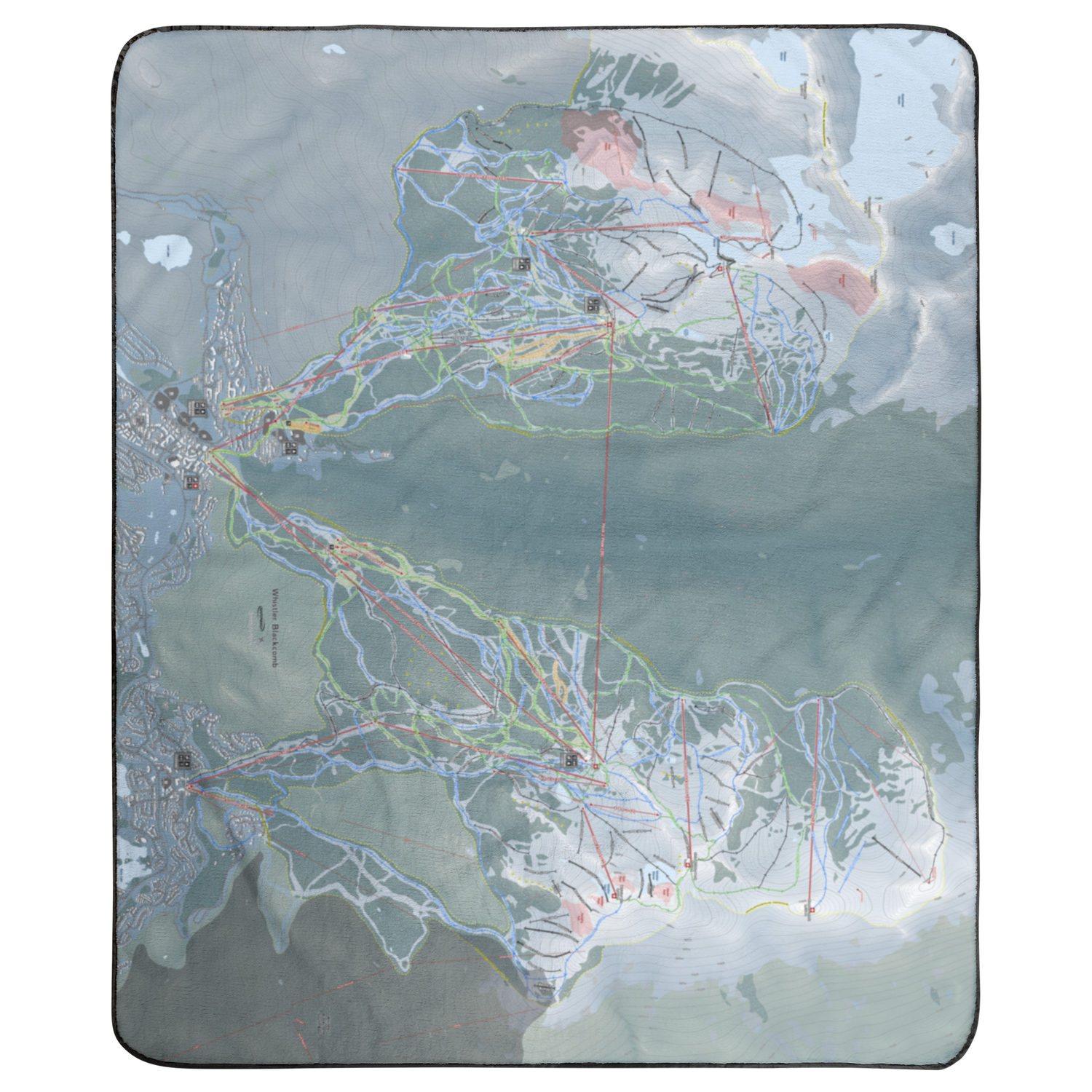 Whistler Blackcomb, British Columbia Ski Resort Map Concert Blanket