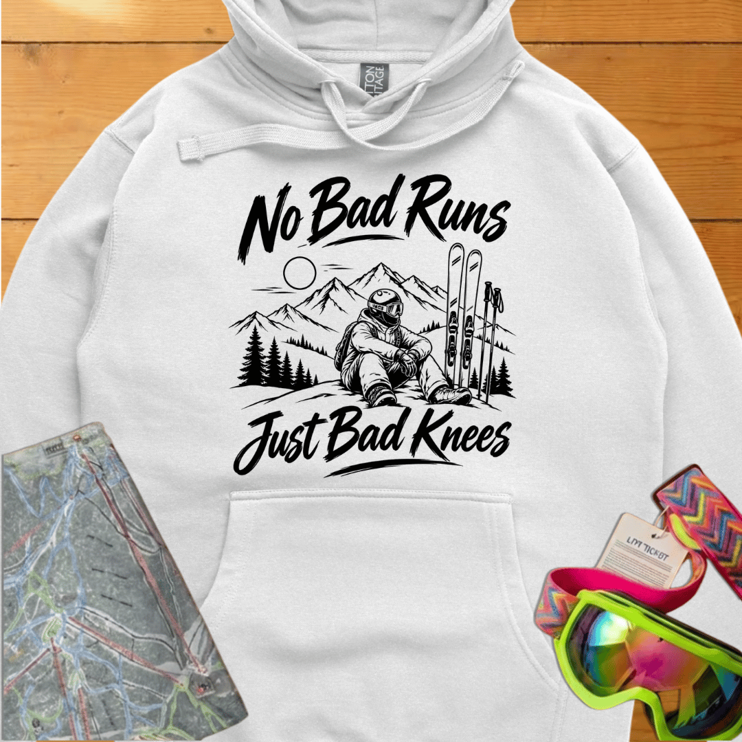 No Bad Runs Just Bad Knees Ski Hoodie