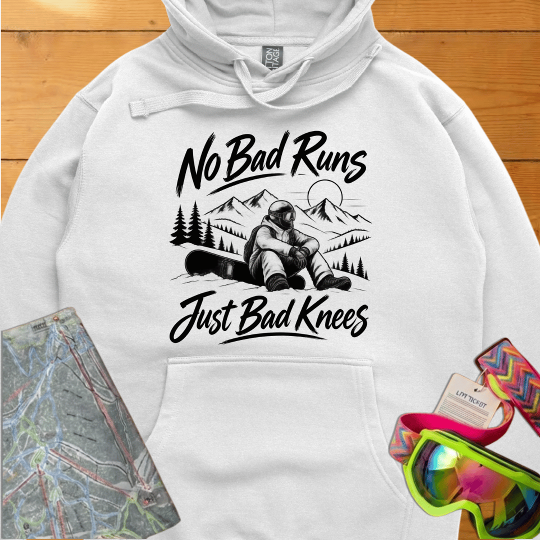 No Bad Runs Just Bad Knees Snowboard Hoodie