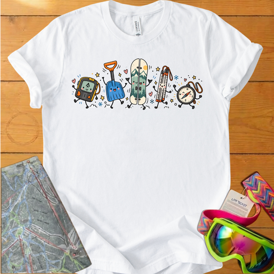 Backcountry Snowboarding Graphic T-Shirt – Cute Snowboard Gear Adventure