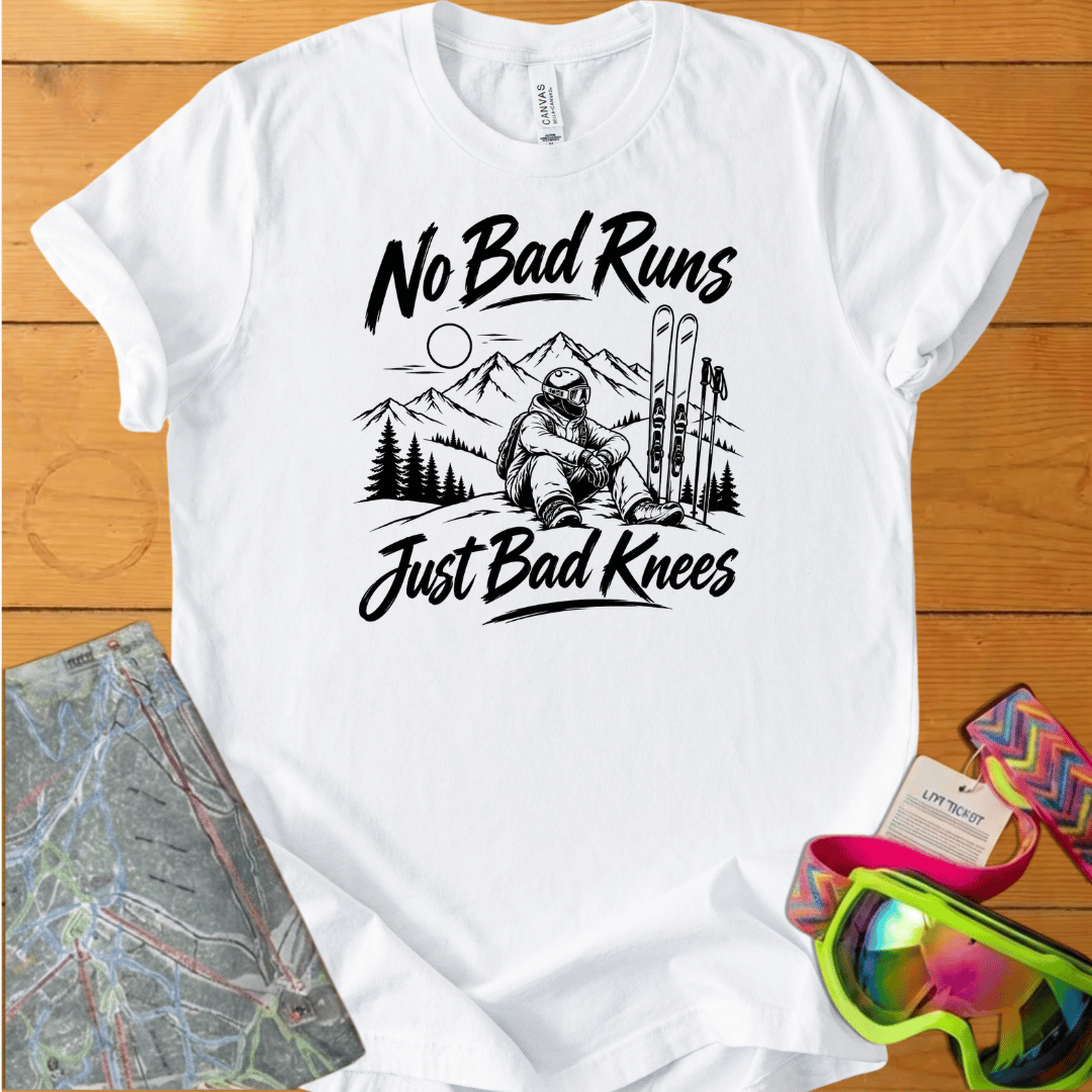 No Bad Runs Just Bad Knees Ski t-shirt