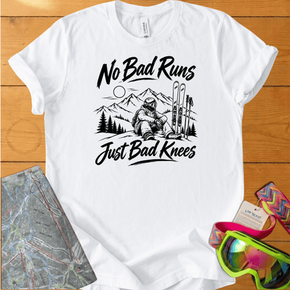 No Bad Runs Just Bad Knees Ski t-shirt