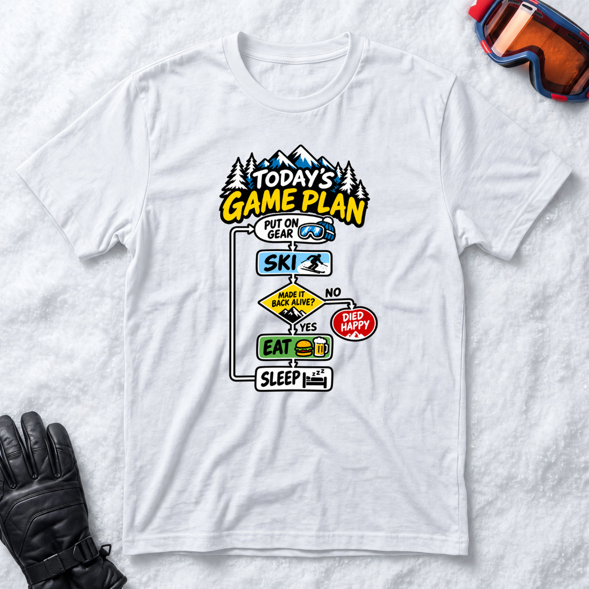 Today's Game Plan Ski Eat Sleep - T-Shirt