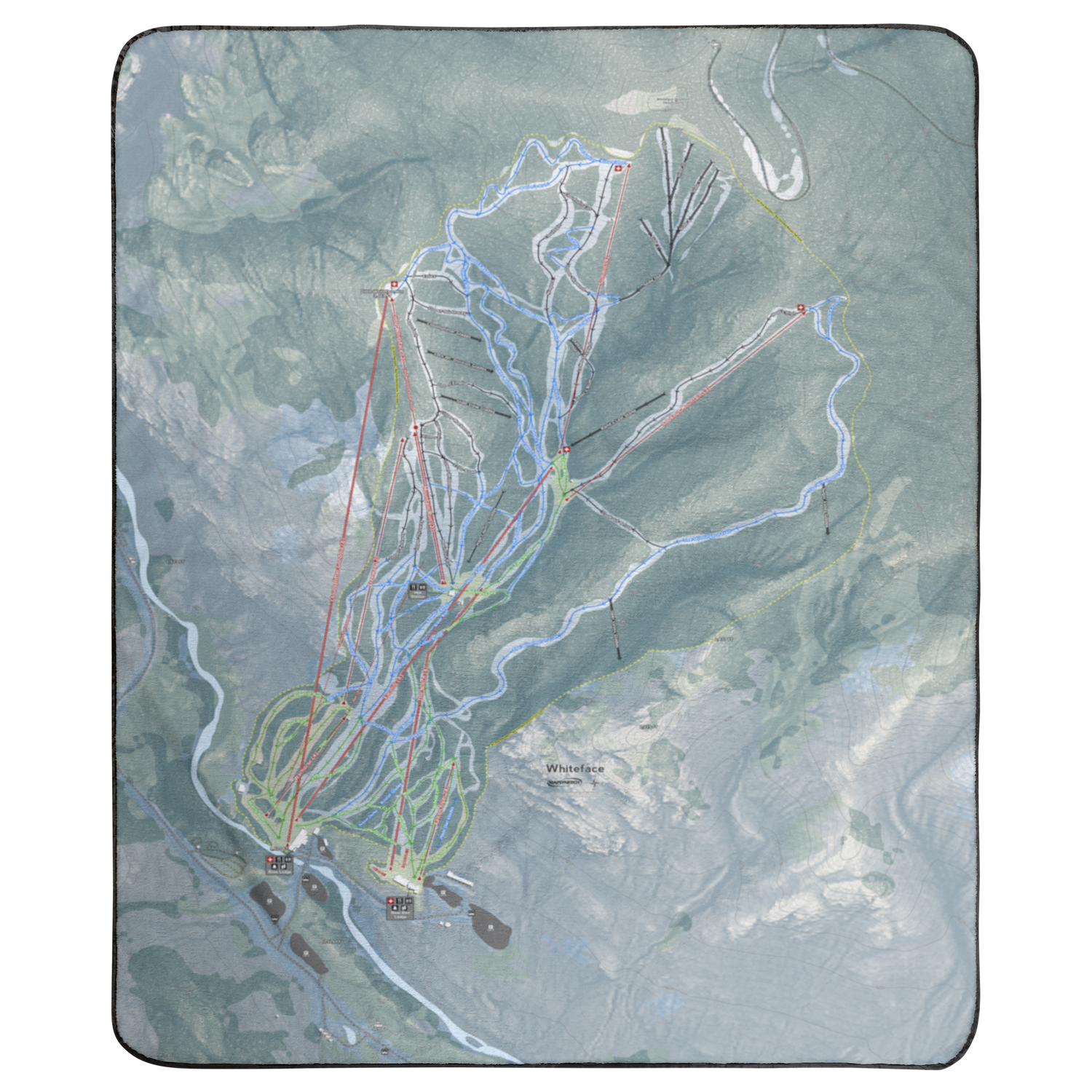 Whiteface Mountain, New York Ski Resort Map Concert Blanket
