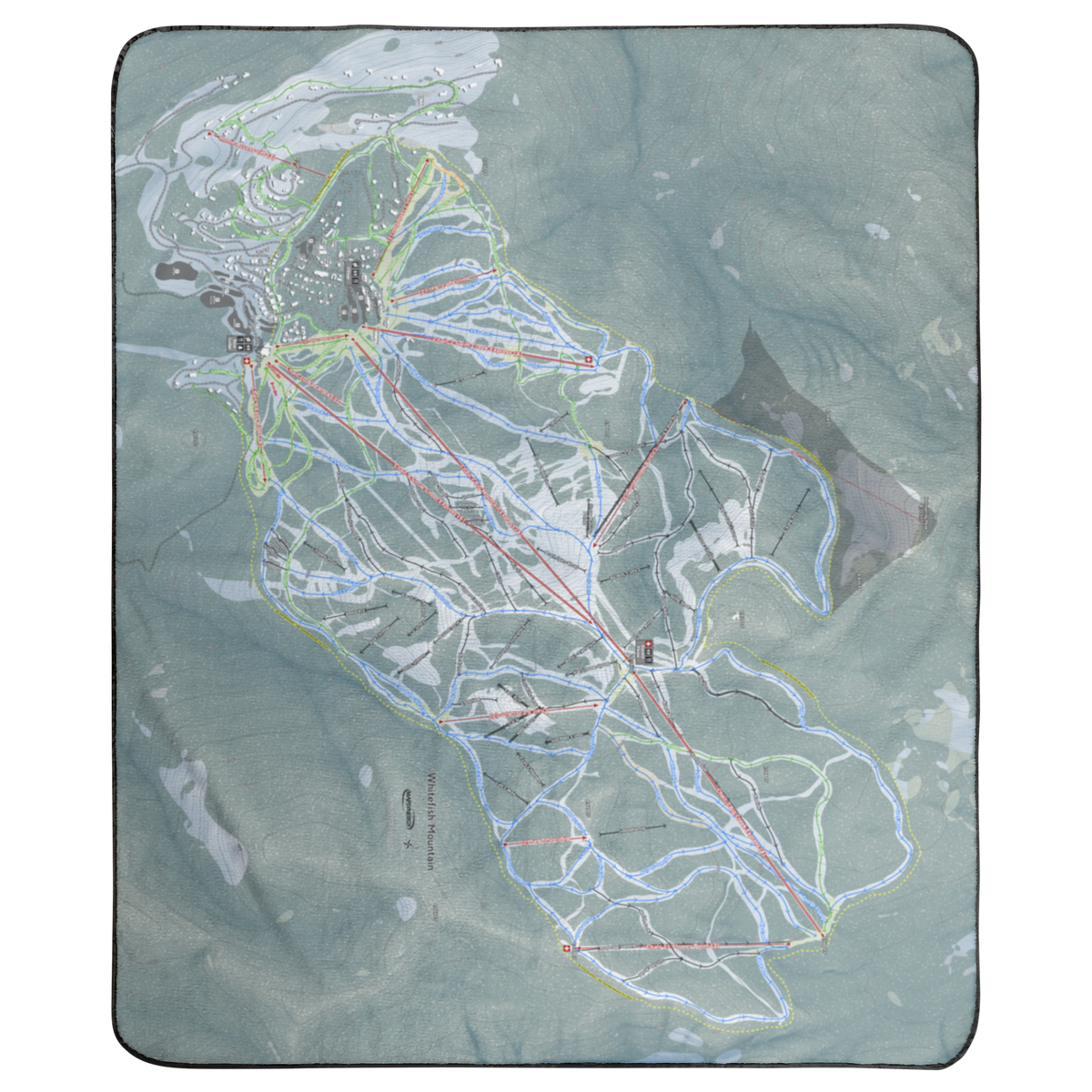 Whitefish Mountain, Montana Ski Resort Map Concert Blanket