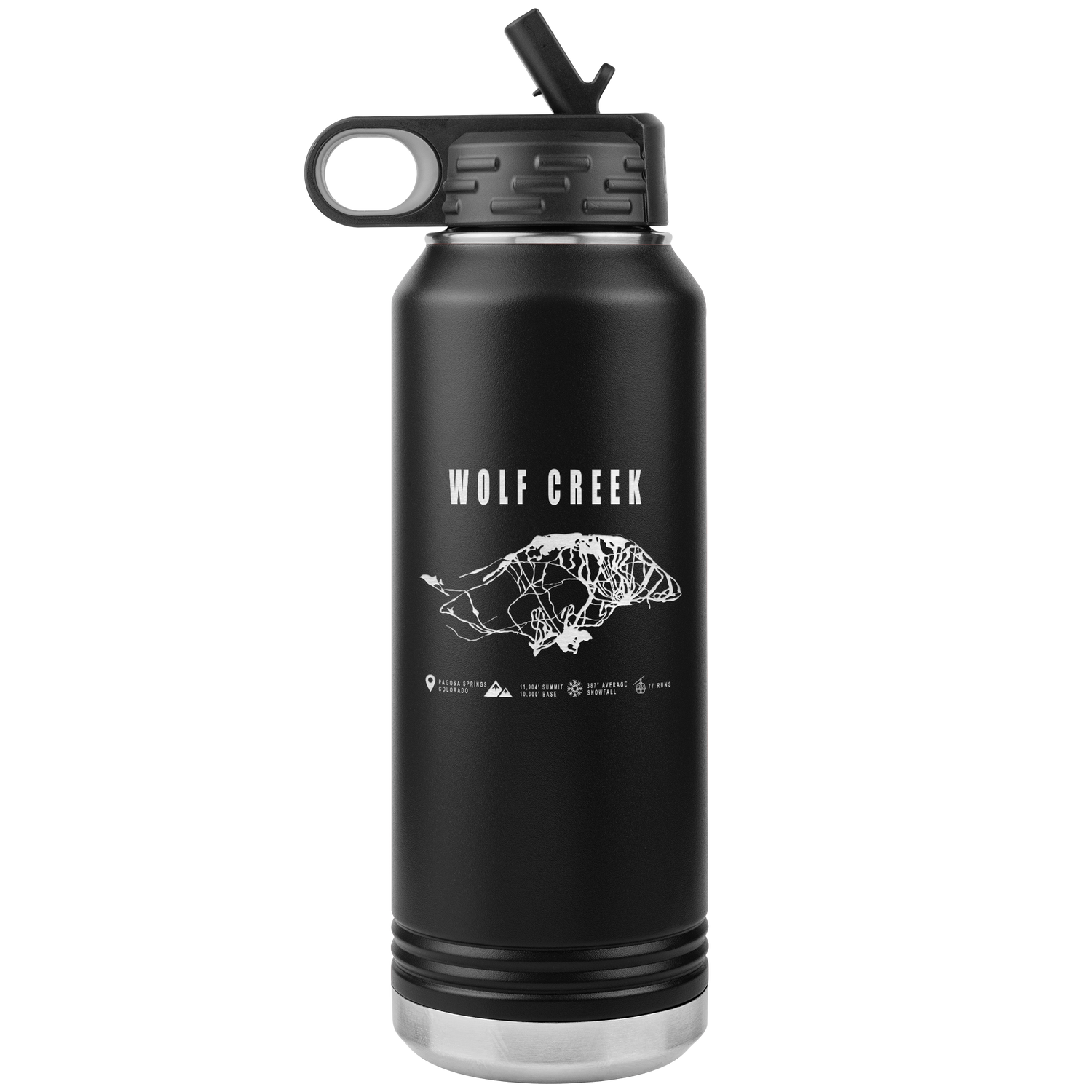 Wolf Creek Colorado Ski Trail Map 32oz Water Bottle Tumbler