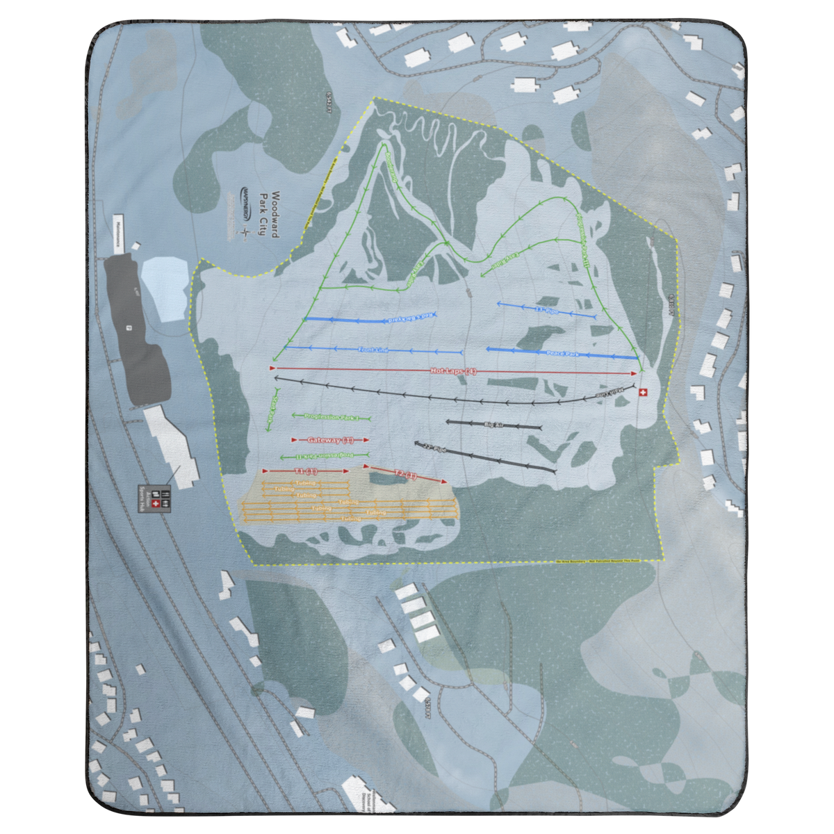 Woodward Park City, Utah Ski Resort Map Concert Blanket