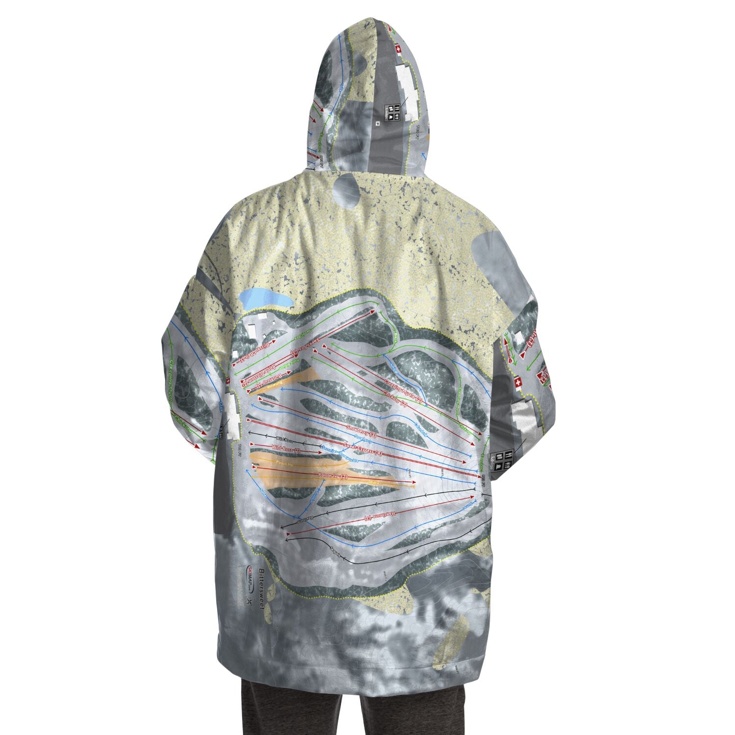 Bittersweet, Michigan Ski Trail Map Snug Hoodie