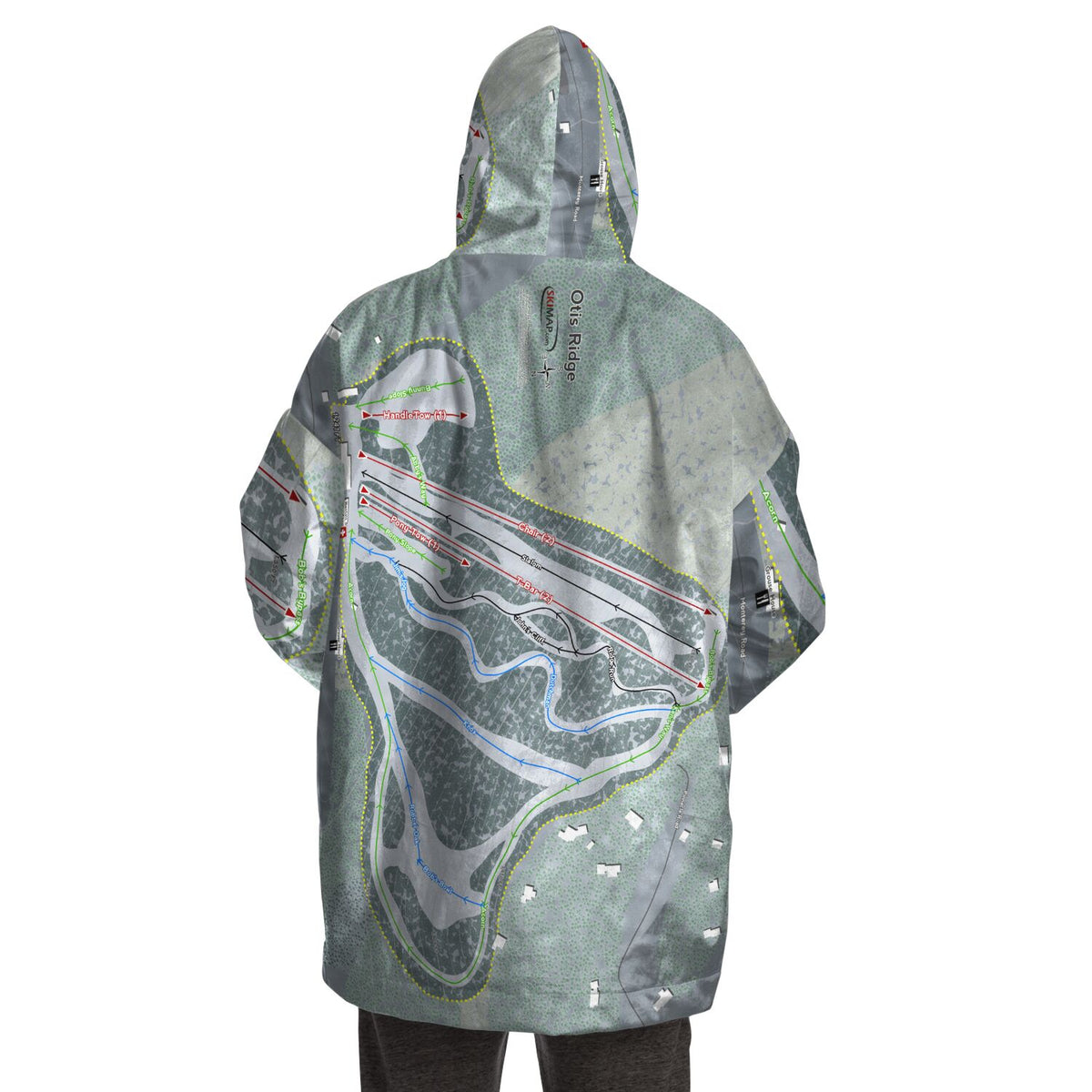 Otis Ridge, Massachusetts Ski Trail Map Snug Hoodie
