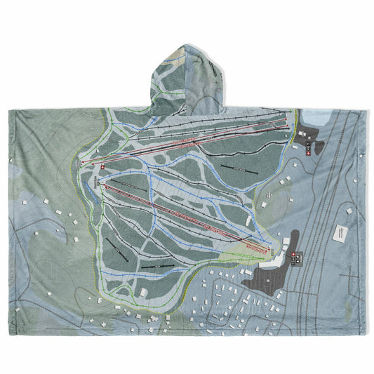 Mont Blanc, Quebec Ski Resort Map Flannel Blanket Poncho