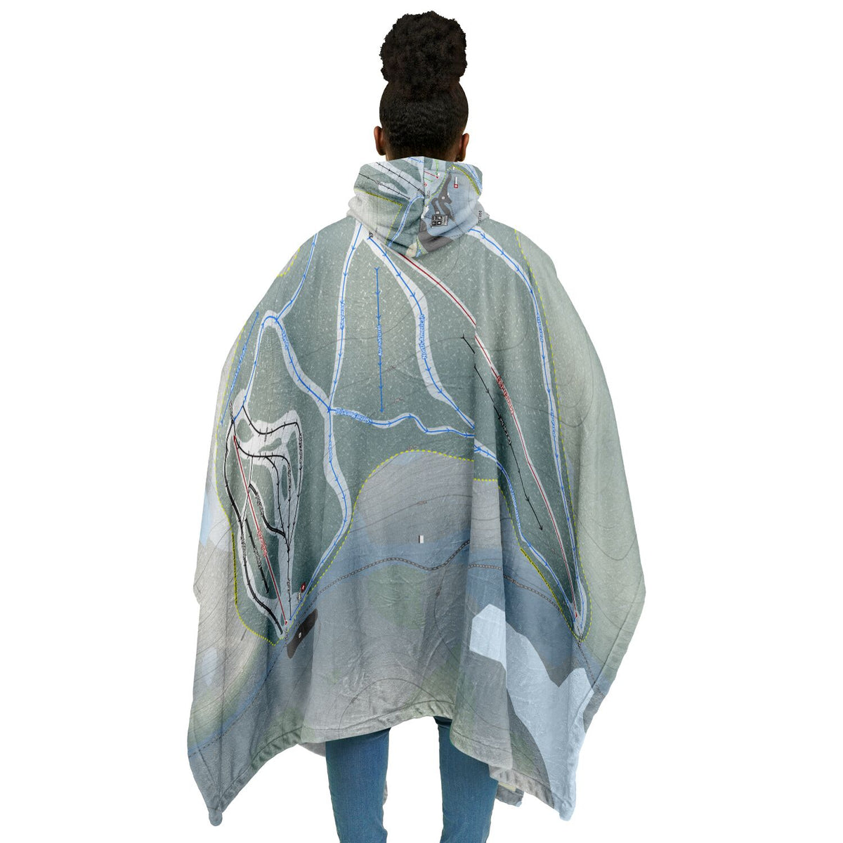 Camp Fortune, Quebec Ski Resort Map Flannel Blanket Poncho