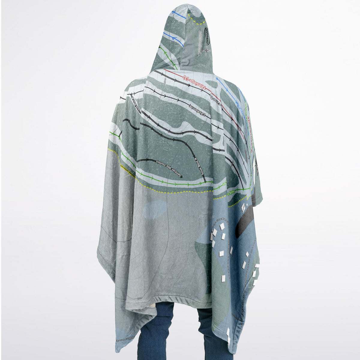 Mont Avalanche, Quebec Ski Resort Map Flannel Blanket Poncho