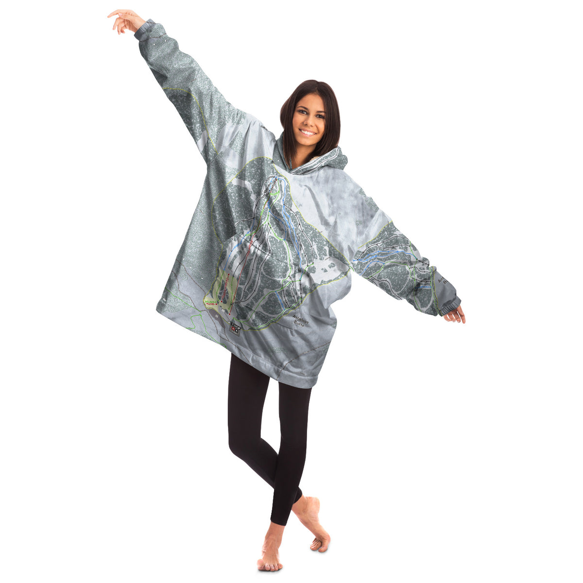 Antelope Butte, Wyoming Ski Trail Map Snug Hoodie