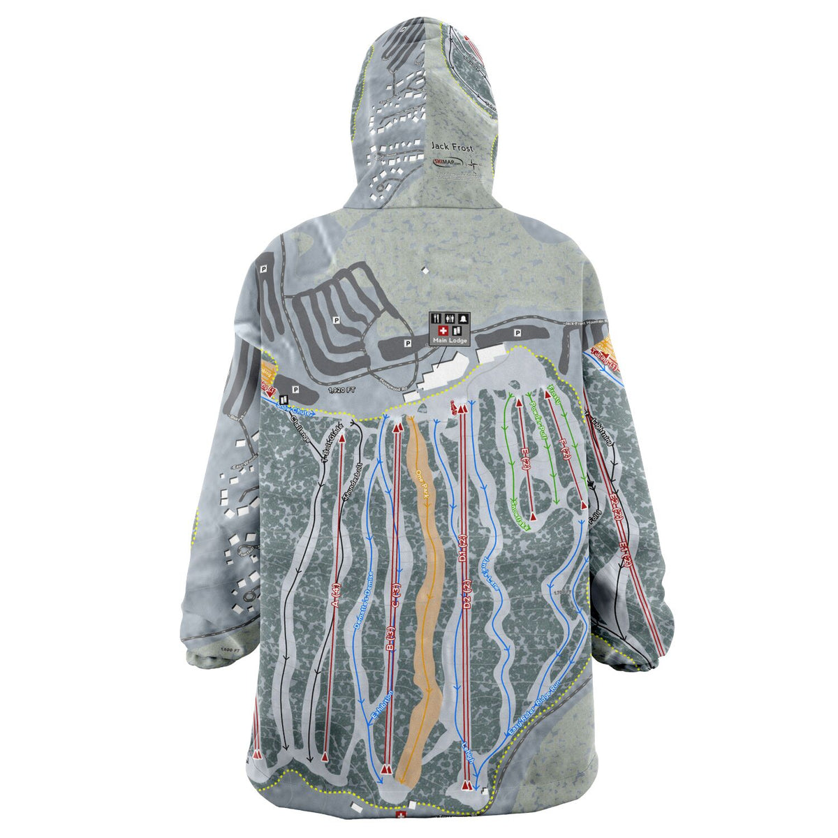 Jack Frost, Pennsylvania Ski Trail Map Snug Hoodie