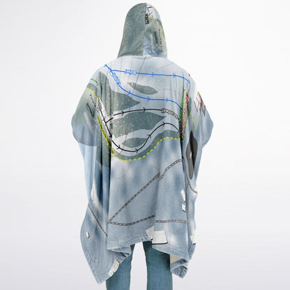 Pinnacle Ski Club, Maine Ski Resort Map Flannel Blanket Poncho