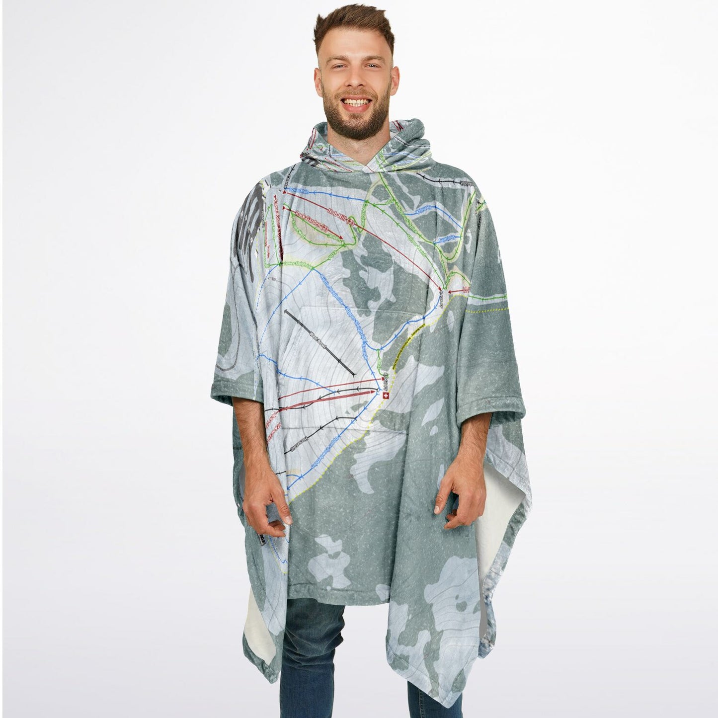 Sierra At Tahoe, California Ski Resort Map Flannel Blanket Poncho
