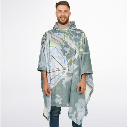 Sierra At Tahoe, California Ski Resort Map Flannel Blanket Poncho