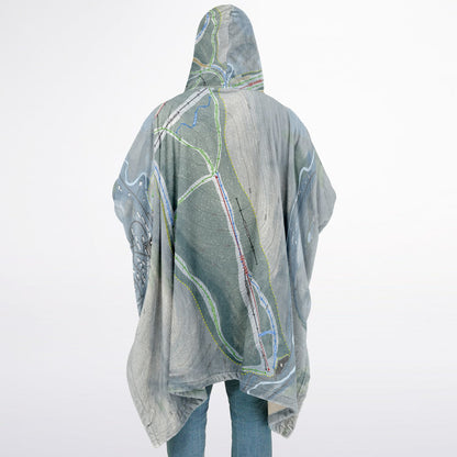 Greek Peak, New York Ski Resort Map Flannel Blanket Poncho