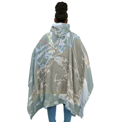 Homewood, California Ski Resort Map Flannel Blanket Poncho