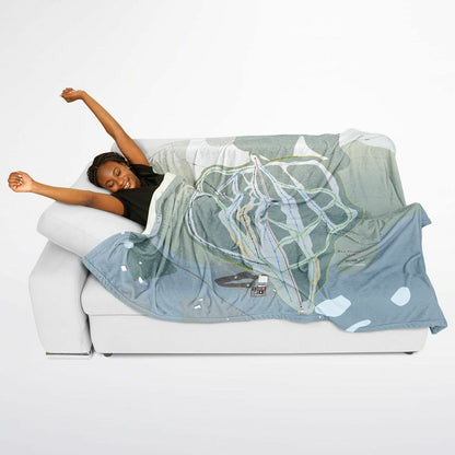 Bear Mountain Ski Hill, British Columbia Ski Resort Map Flannel Blanket Poncho