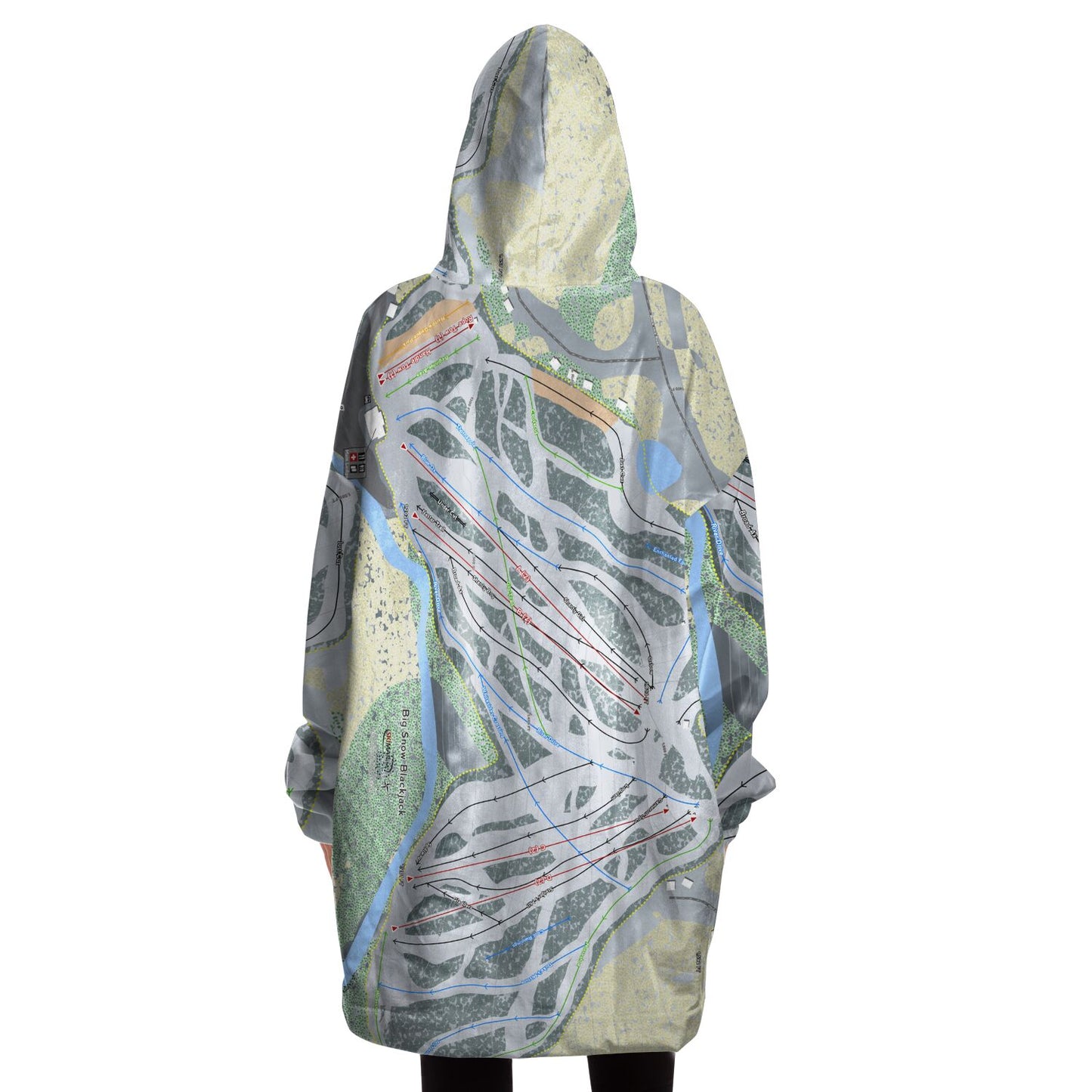 Big Snow BlackJack, Michigan Ski Trail Map Snug Hoodie - Powderaddicts