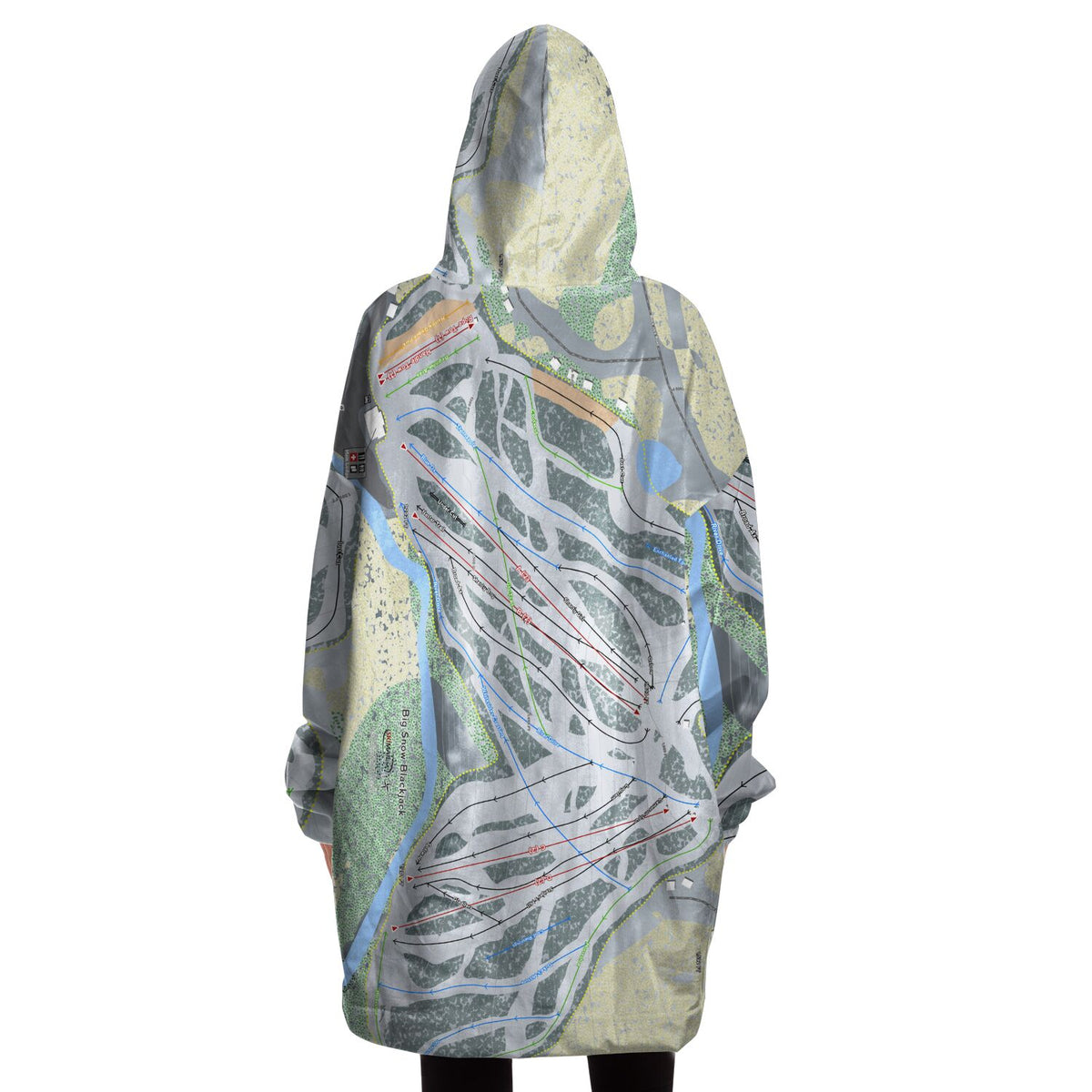 Big Snow BlackJack, Michigan Ski Trail Map Snug Hoodie