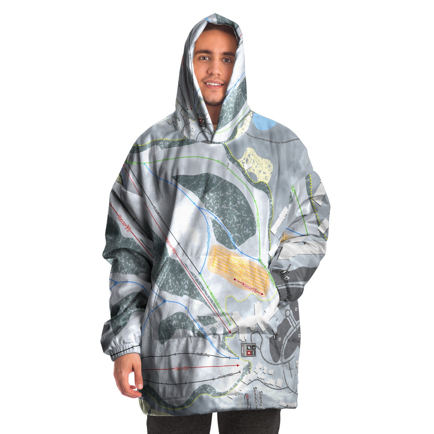 Shanty Creek Summit Mountain, Michigan Ski Trail Map Snug Hoodie - Powderaddicts