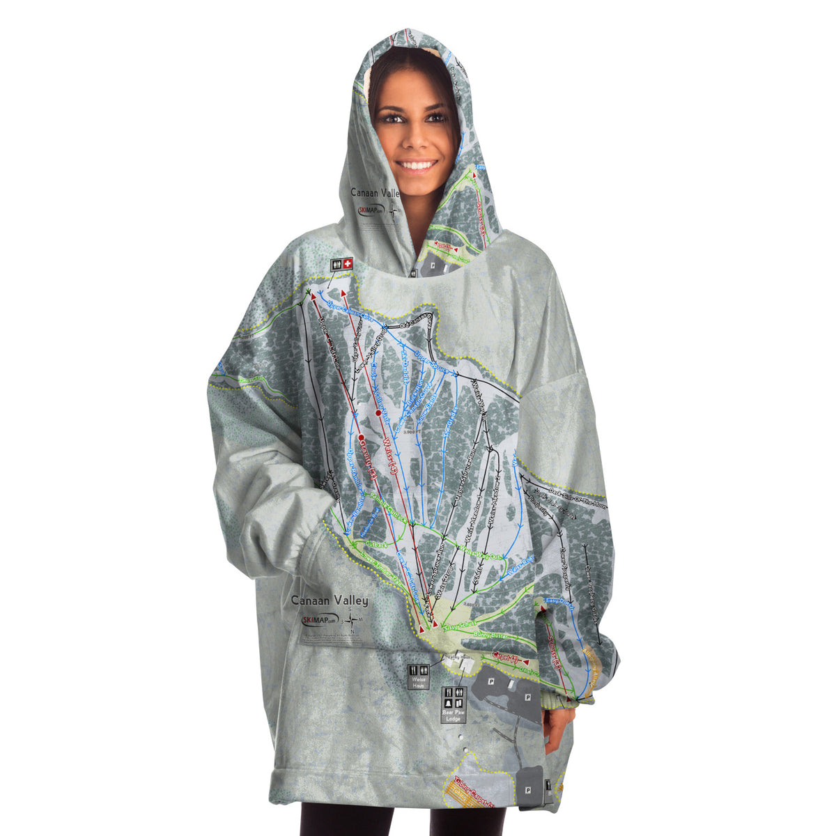 Canaan Valley, West Virginia Ski Trail Map - Snug Hoodie