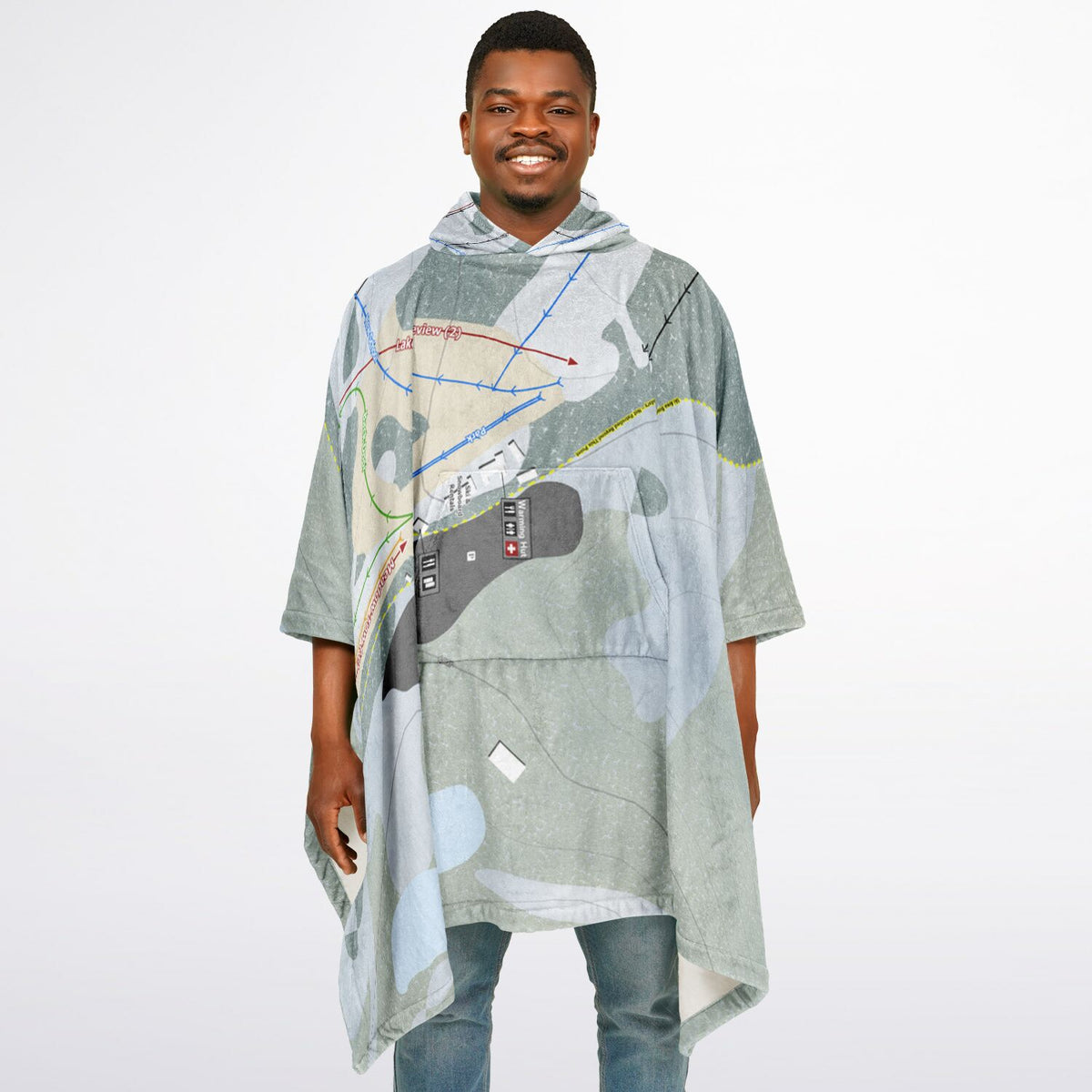 Alta Sierra, California Ski Resort Map Flannel Blanket Poncho