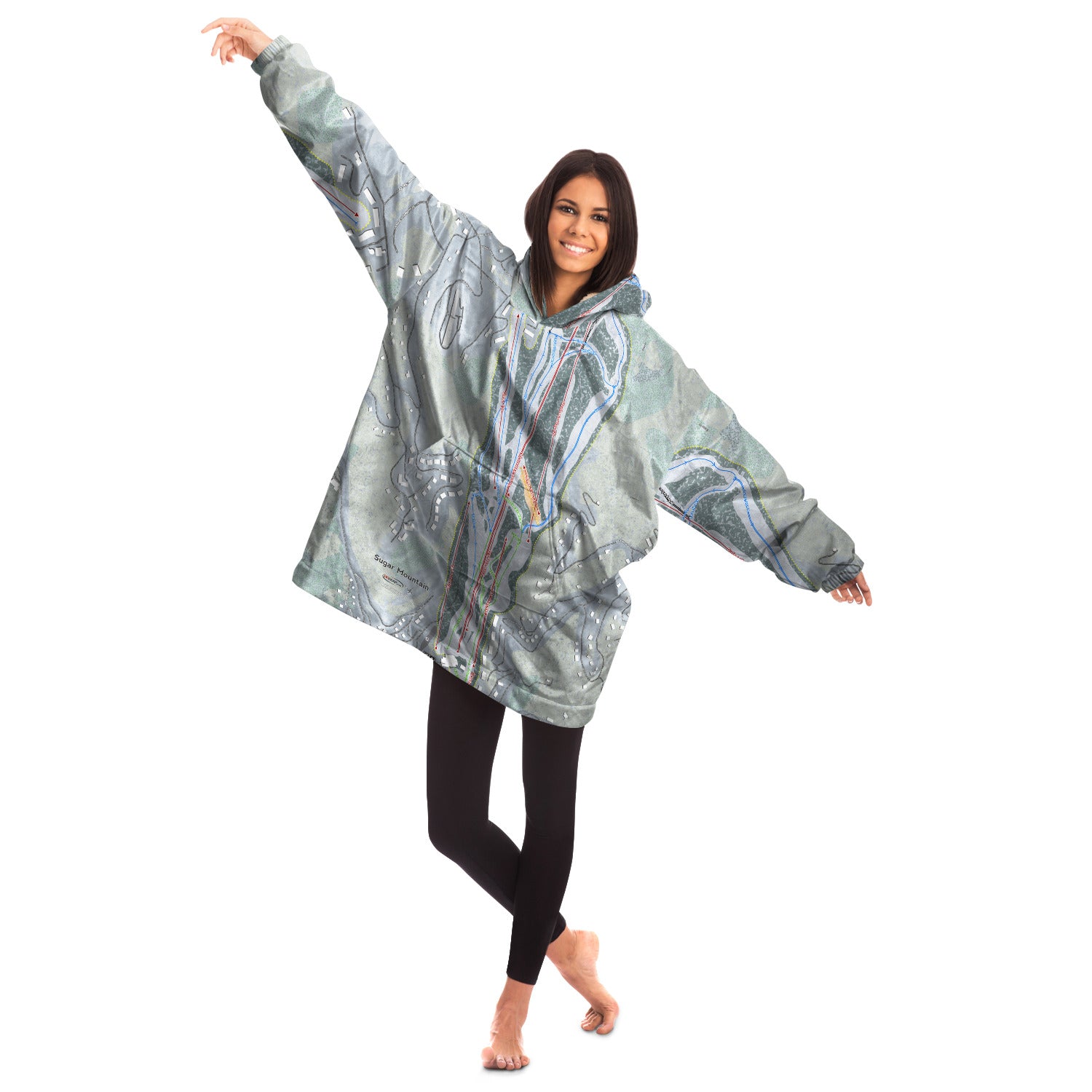 Sugar Mountain, North Carolina Ski Trail Map - Snug Hoodie - Powderaddicts
